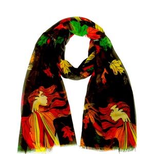NWT Colourful Indigenous Autumn Leaf Scarf (Free With $50.00 Purchase)